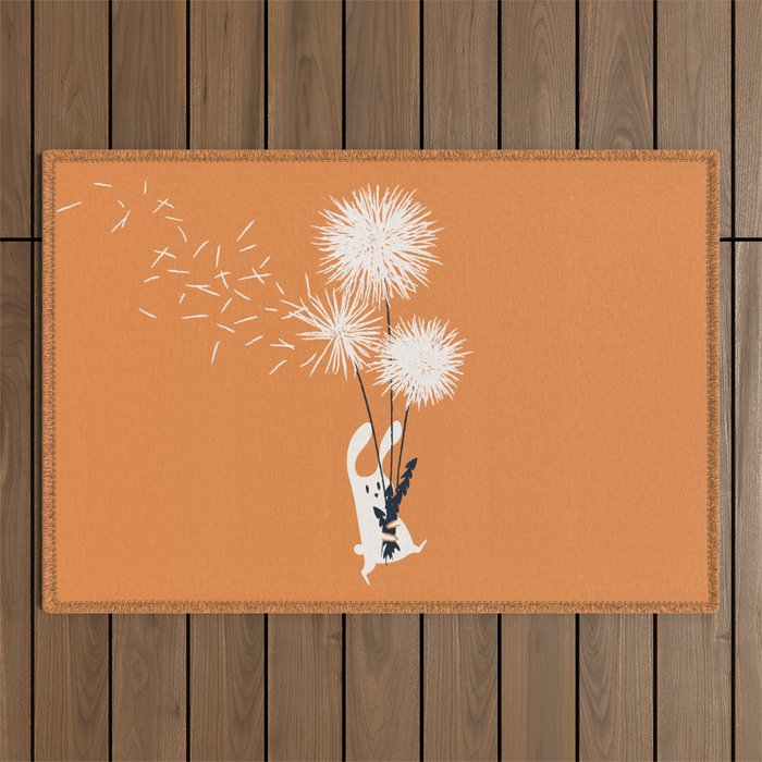 Bunny and Dandelion Bouquet Outdoor Rug Gallery Image 1