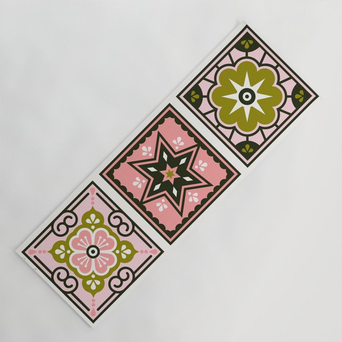 Talavera Mexican Tile - Blush & Sage Palette Yoga Mat Gallery Image 1