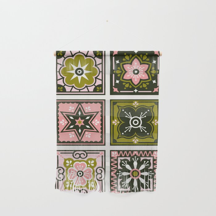 Talavera Mexican Tile - Blush & Sage Palette Wall Hanging Gallery Image 1