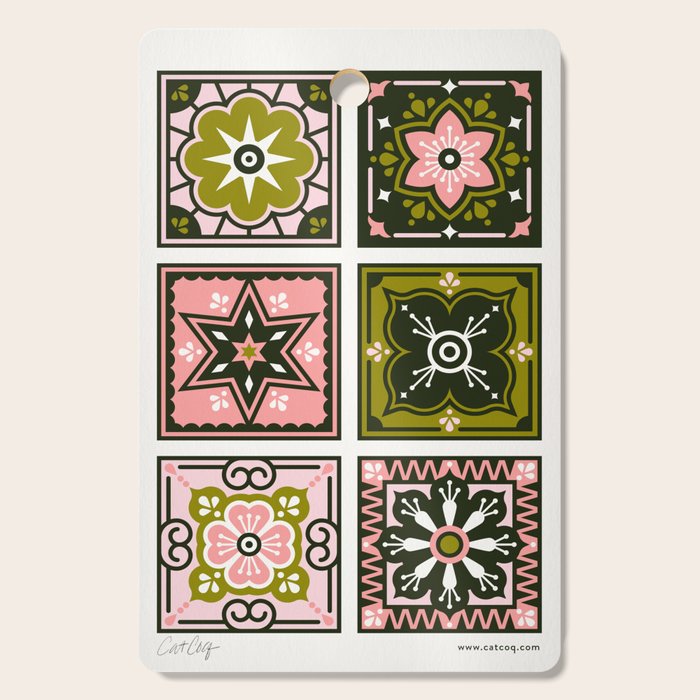 Talavera Mexican Tile - Blush & Sage Palette Cutting Board Gallery Image 1