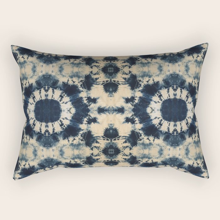 Deep Indigo Circle Shibori Rectangular Pillow Gallery Image 1