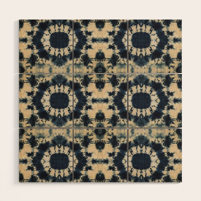 Deep Indigo Circle Shibori Wood Wall Art Gallery Image 1