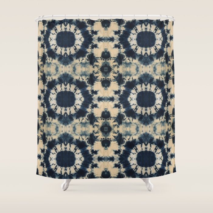 Deep Indigo Circle Shibori Shower Curtain Gallery Image 1