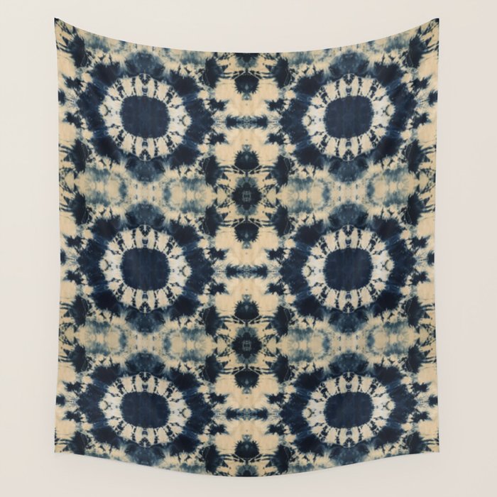 Deep Indigo Circle Shibori Wall Tapestry Gallery Image 4
