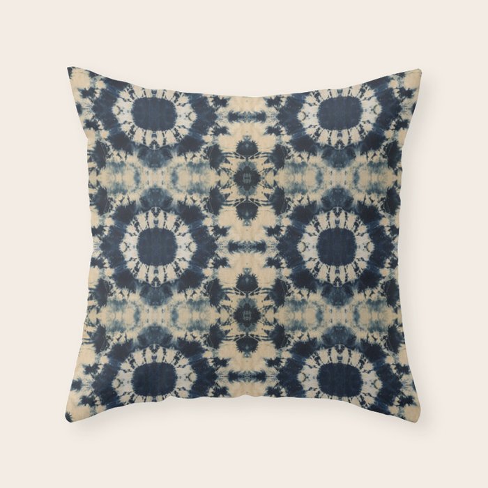 Deep Indigo Circle Shibori Throw Pillow