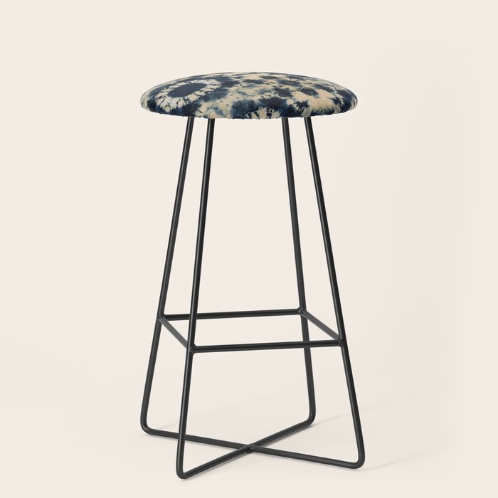 Deep Indigo Circle Shibori Stool Gallery Image 1
