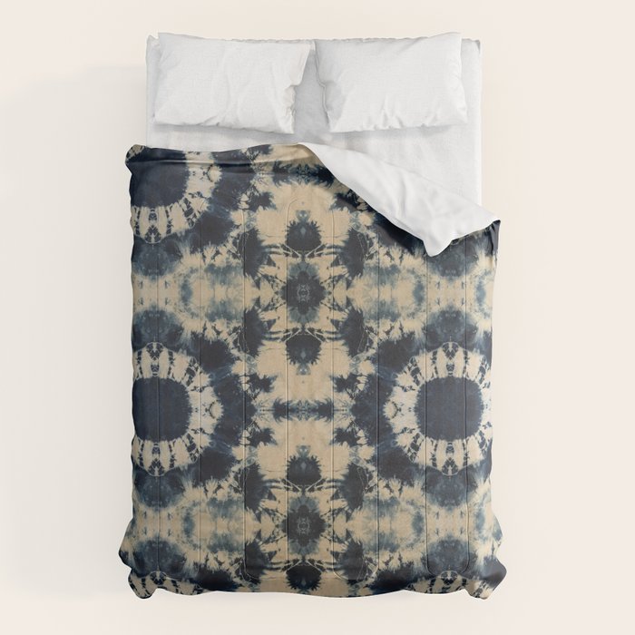 Deep Indigo Circle Shibori Comforter Gallery Image 1