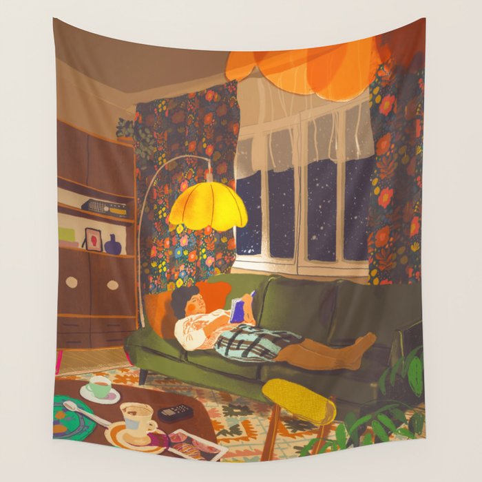 Evening book reader Wall Tapestry Gallery Image 4