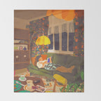 Evening book reader Throw Blanket Gallery Image 2