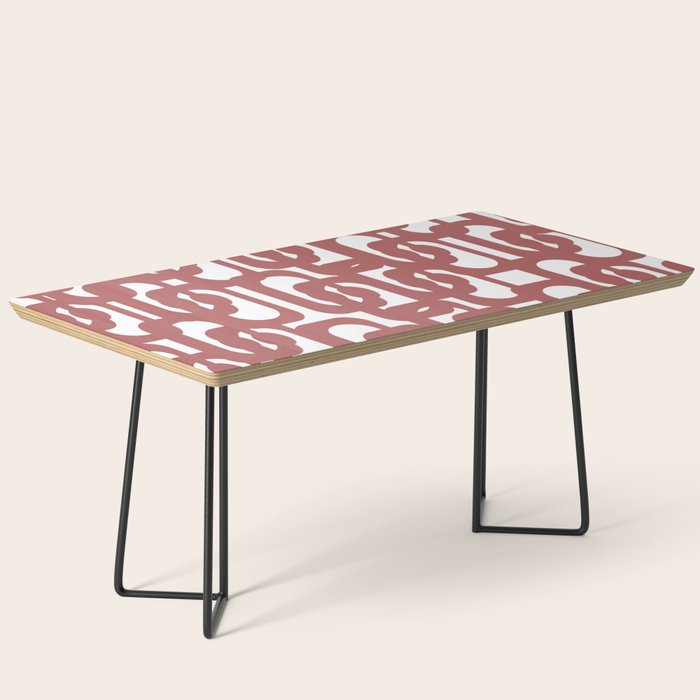 Mid Century Modern Loops Abstract Pattern in Light Maroon and White Coffee Table Gallery Image 1
