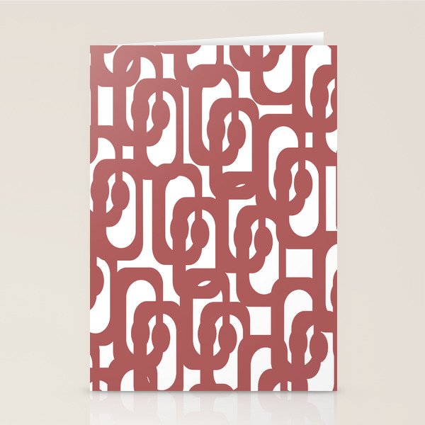 Mid Century Modern Loops Abstract Pattern in Light Maroon and White Stationery Card Gallery Image 2
