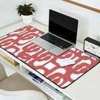 Mid Century Modern Loops Abstract Pattern in Light Maroon and White Desk Mat Gallery Image 2