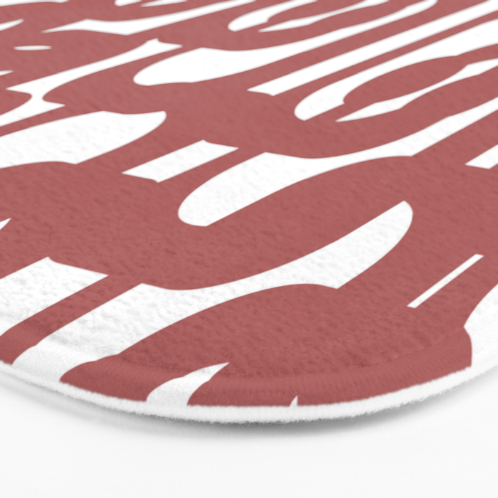 Mid Century Modern Loops Abstract Pattern in Light Maroon and White Bath Mat Gallery Image 3