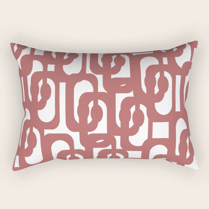 Mid Century Modern Loops Abstract Pattern in Light Maroon and White Rectangular Pillow Gallery Image 1