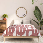 Mid Century Modern Loops Abstract Pattern in Light Maroon and White Comforter Gallery Image 3