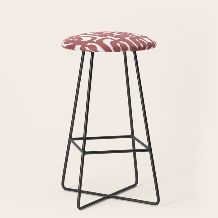 Mid Century Modern Loops Abstract Pattern in Light Maroon and White Stool Gallery Image 1