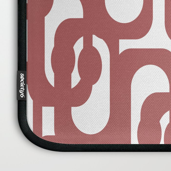Mid Century Modern Loops Abstract Pattern in Light Maroon and White Laptop Sleeve Gallery Image 3