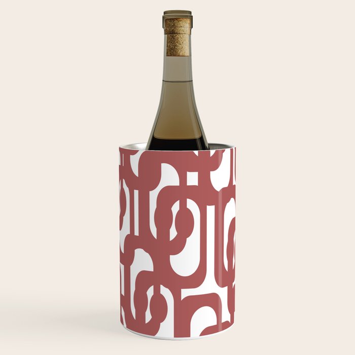 Mid Century Modern Loops Abstract Pattern in Light Maroon and White Wine Chiller Gallery Image 2