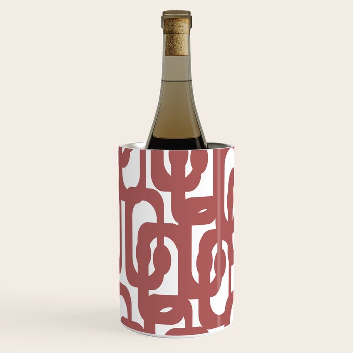 Mid Century Modern Loops Abstract Pattern in Light Maroon and White Wine Chiller Gallery Image 1