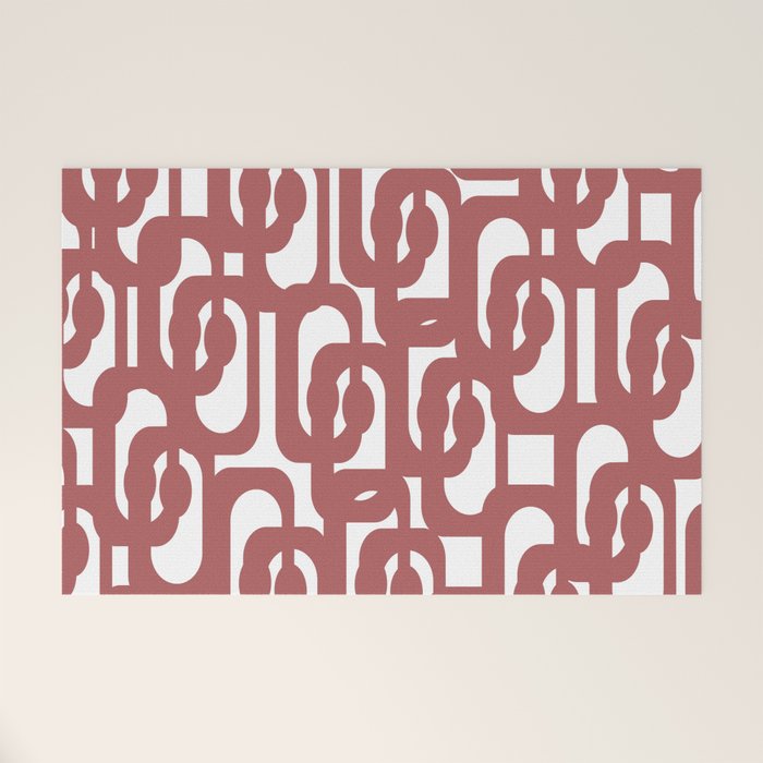 Mid Century Modern Loops Abstract Pattern in Light Maroon and White Welcome Mat Gallery Image 1