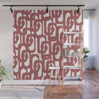 Mid Century Modern Loops Abstract Pattern in Light Maroon and White Wall Mural Gallery Image 1