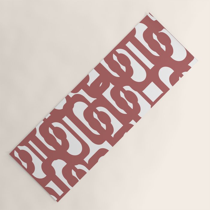 Mid Century Modern Loops Abstract Pattern in Light Maroon and White Yoga Mat Gallery Image 1