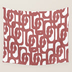 Mid Century Modern Loops Abstract Pattern in Light Maroon and White Wall Tapestry Gallery Image 4