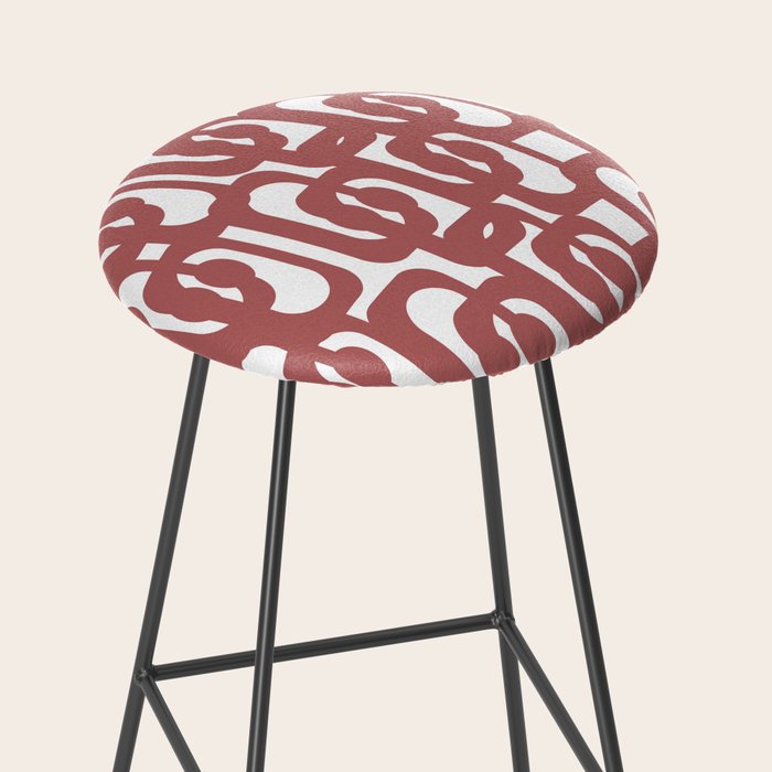 Mid Century Modern Loops Abstract Pattern in Light Maroon and White Stool Gallery Image 2