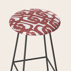 Mid Century Modern Loops Abstract Pattern in Light Maroon and White Stool Gallery Image 2