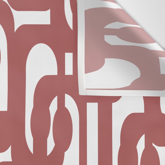 Mid Century Modern Loops Abstract Pattern in Light Maroon and White Wall Tapestry Gallery Image 3