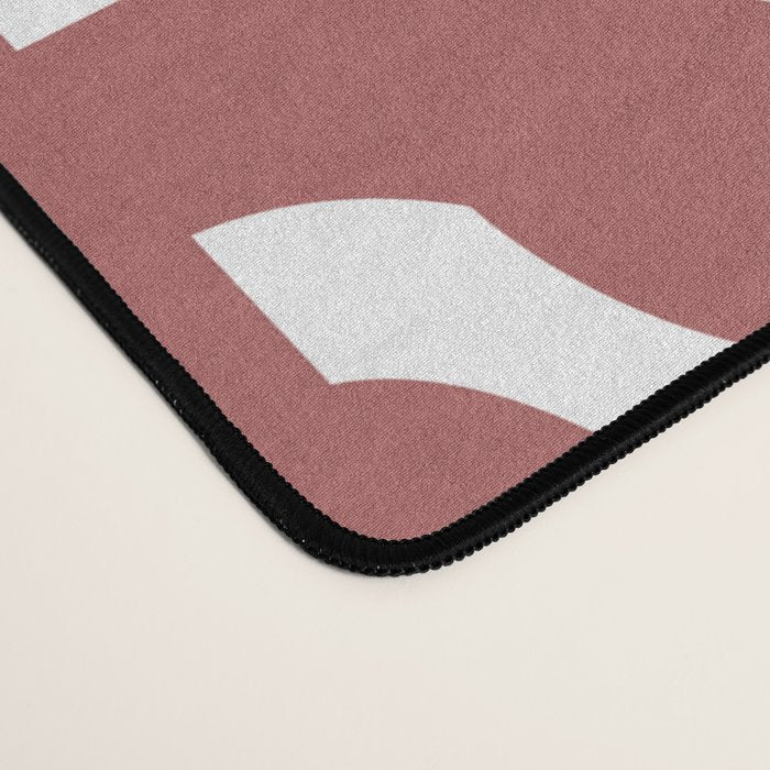 Mid Century Modern Loops Abstract Pattern in Light Maroon and White Desk Mat Gallery Image 4