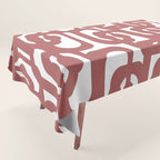 Mid Century Modern Loops Abstract Pattern in Light Maroon and White Tablecloth Gallery Image 1