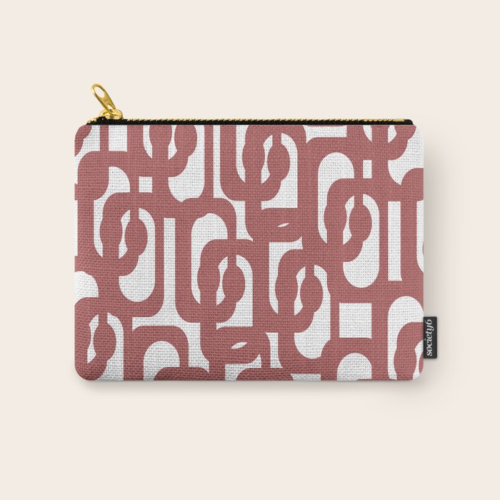 Mid Century Modern Loops Abstract Pattern in Light Maroon and White Carry All Pouch Gallery Image 1