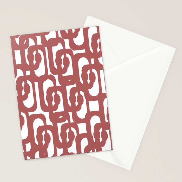Mid Century Modern Loops Abstract Pattern in Light Maroon and White Stationery Card Gallery Image 2