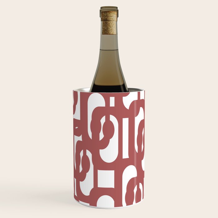 Mid Century Modern Loops Abstract Pattern in Light Maroon and White Wine Chiller Gallery Image 3