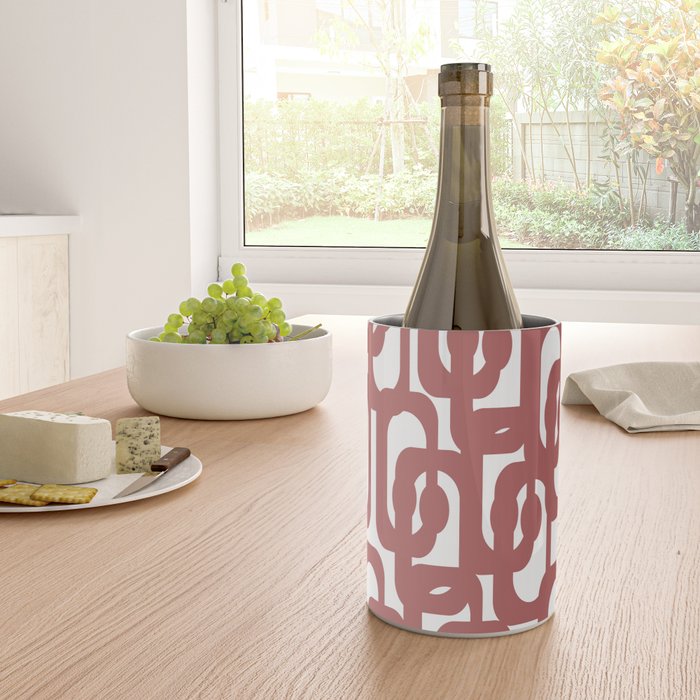 Mid Century Modern Loops Abstract Pattern in Light Maroon and White Wine Chiller Gallery Image 4