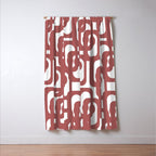 Mid Century Modern Loops Abstract Pattern in Light Maroon and White Window Curtain Gallery Image 3