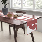 Mid Century Modern Loops Abstract Pattern in Light Maroon and White Table Runner Gallery Image 2