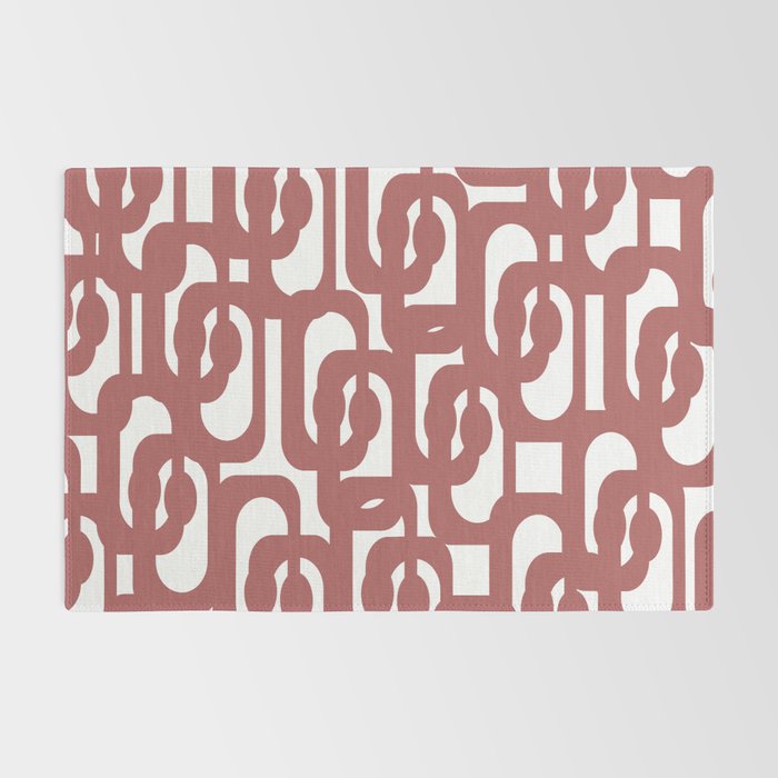 Mid Century Modern Loops Abstract Pattern in Light Maroon and White Rug Gallery Image 2