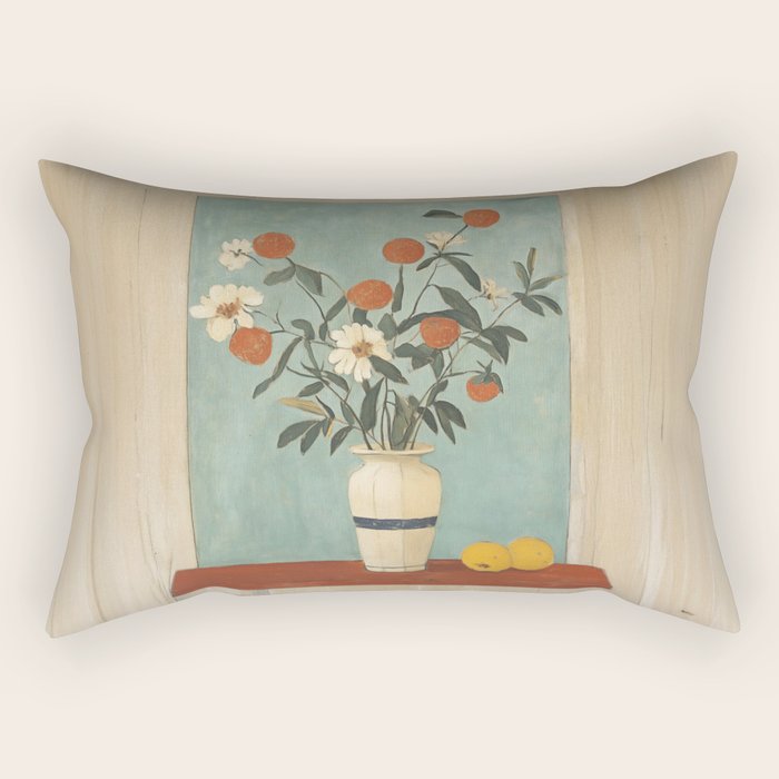 Winter Citrus and Petal Harmony Rectangular Pillow Gallery Image 1