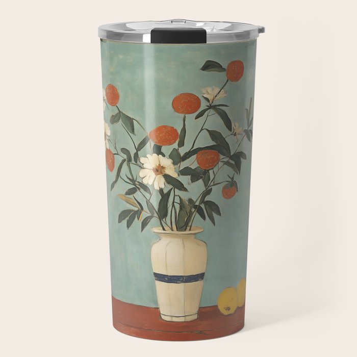 Winter Citrus and Petal Harmony Travel Mug Gallery Image 1