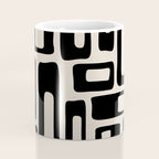 Retro Mid Century Modern Abstract Pattern 735 Black and Linen White Coffee Mug Gallery Image 4