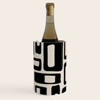 Retro Mid Century Modern Abstract Pattern 735 Black and Linen White Wine Chiller Gallery Image 3