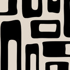 Retro Mid Century Modern Abstract Pattern 735 Black and Linen White Coffee Mug Gallery Image 2