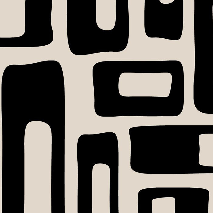 Retro Mid Century Modern Abstract Pattern 735 Black and Linen White Coffee Mug Gallery Image 2