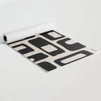 Retro Mid Century Modern Abstract Pattern 735 Black and Linen White Yoga Mat Gallery Image 2