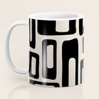 Retro Mid Century Modern Abstract Pattern 735 Black and Linen White Coffee Mug Gallery Image 3