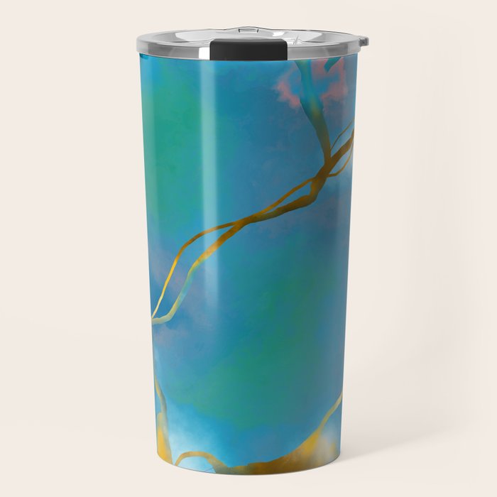 In My Veins, Abstract Marble Gold Texture, Eclectic Painting Resin Bohemian, Contemporary Luxe Chic Luxury Travel Mug Gallery Image 1