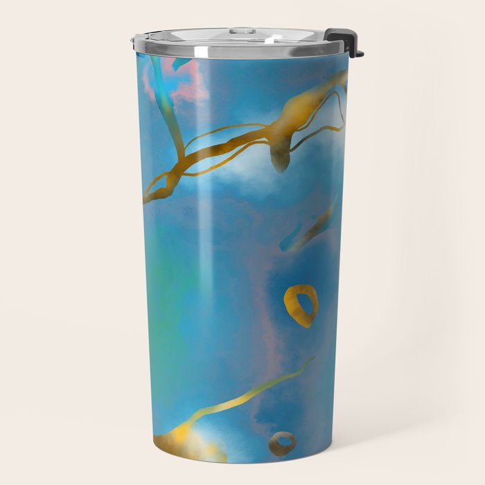 In My Veins, Abstract Marble Gold Texture, Eclectic Painting Resin Bohemian, Contemporary Luxe Chic Luxury Travel Mug Gallery Image 2
