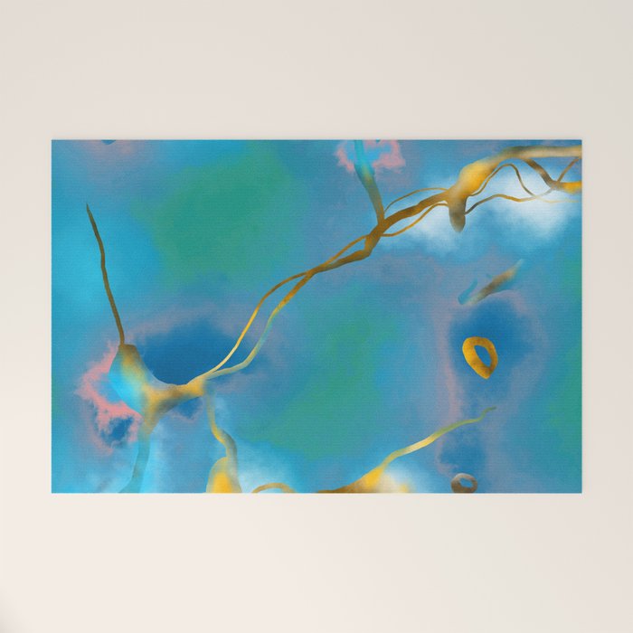 In My Veins, Abstract Marble Gold Texture, Eclectic Painting Resin Bohemian, Contemporary Luxe Chic Luxury Welcome Mat Gallery Image 1